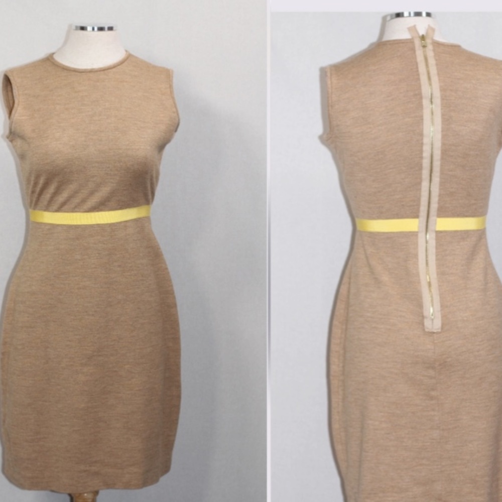 Behnaz Sarafpour Wool Brown & Yellow Dress